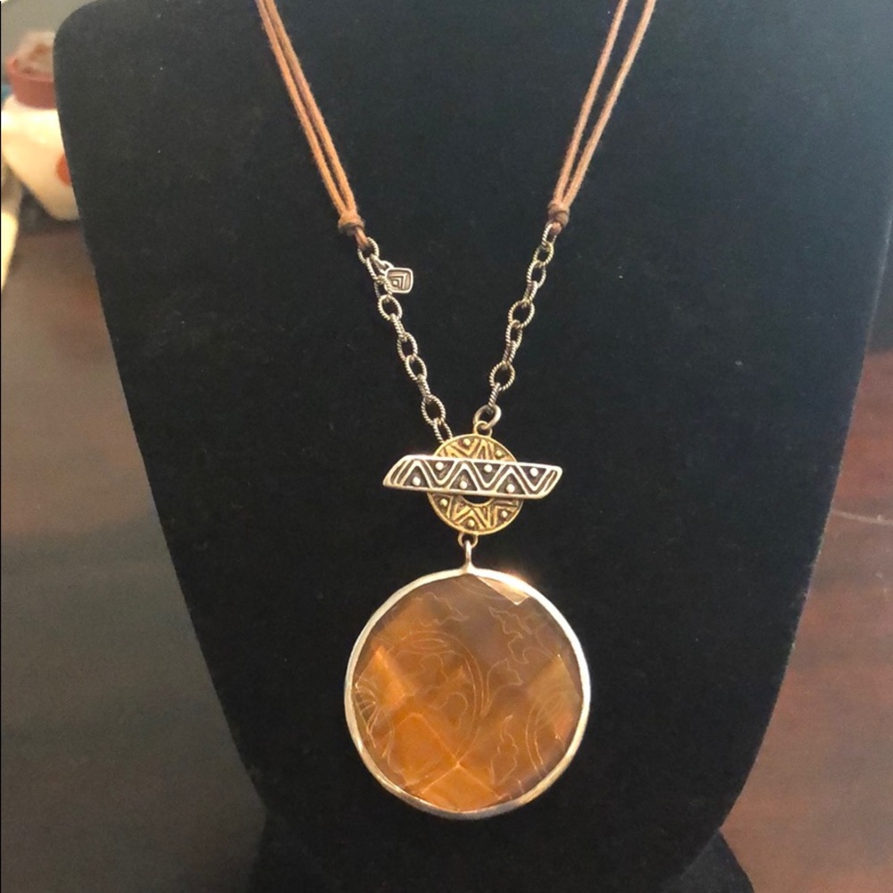 Etched Shell & Sterling Silver Toggle Necklace